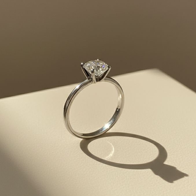 Bague Solitaire en Diamant Rond de Laboratoire