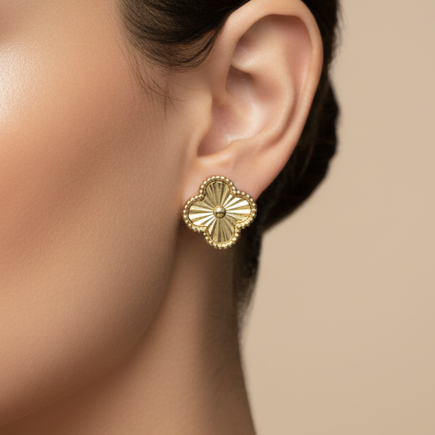 Diamond Cut Clover Earrings