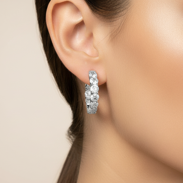 Boucles d'oreilles créoles en pierres précieuses
