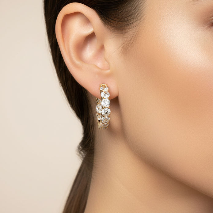 Boucles d'oreilles créoles en pierres précieuses