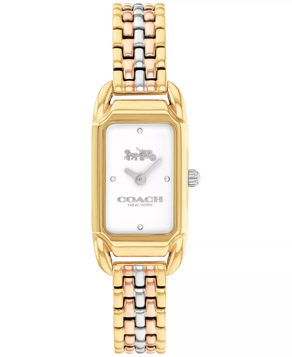 Montre Cadie Coach pour femmes avec cadran argenté et boîtier trois tons en acier inoxydable