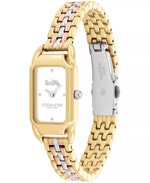 Montre Cadie Coach pour femmes avec cadran argenté et boîtier trois tons en acier inoxydable