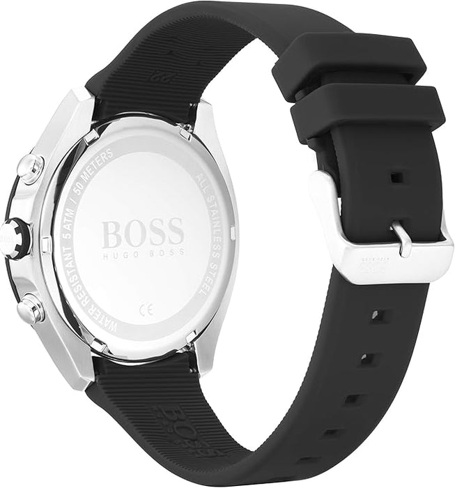 Montre homme à quartz Boss Velocity, cadran noir, bracelet en silicone