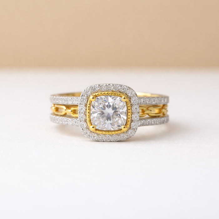 Bague de fiançailles auréole princesse