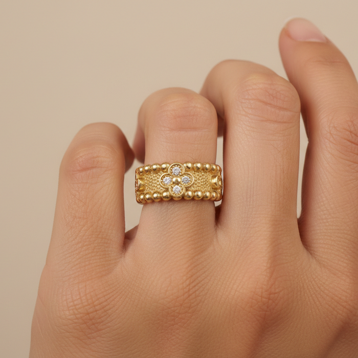Bague 3 couronnes trèfle