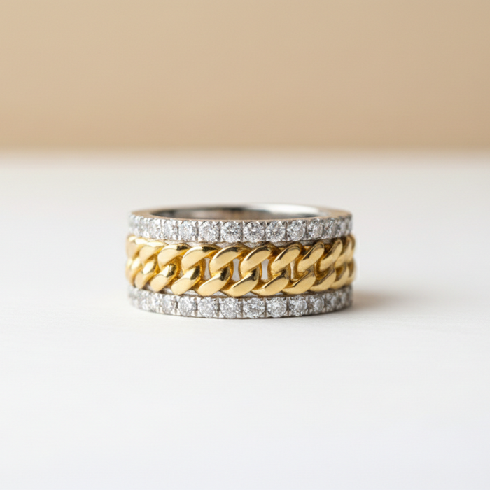 Bague en diamant à maille gourmette 1 carat | Or jaune 10K