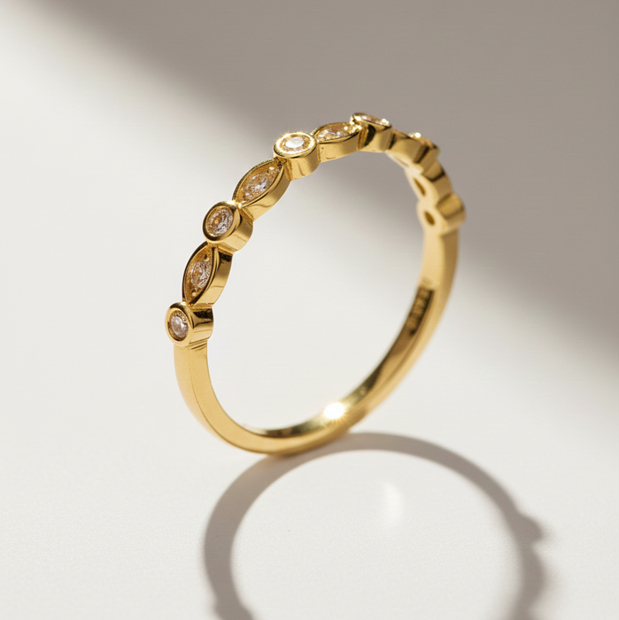 Bague femme 14 carats et 18 carats | Diamants ronds naturels à effet marquise semi-éternels