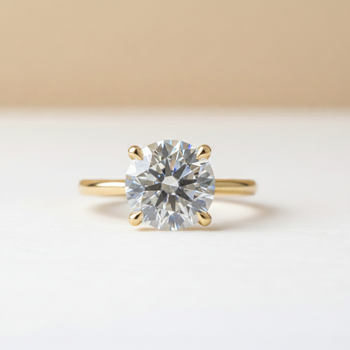 Bague solitaire en diamant rond