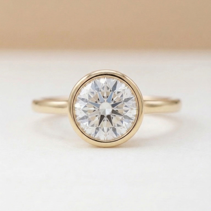 Bague solitaire ronde sertie clos