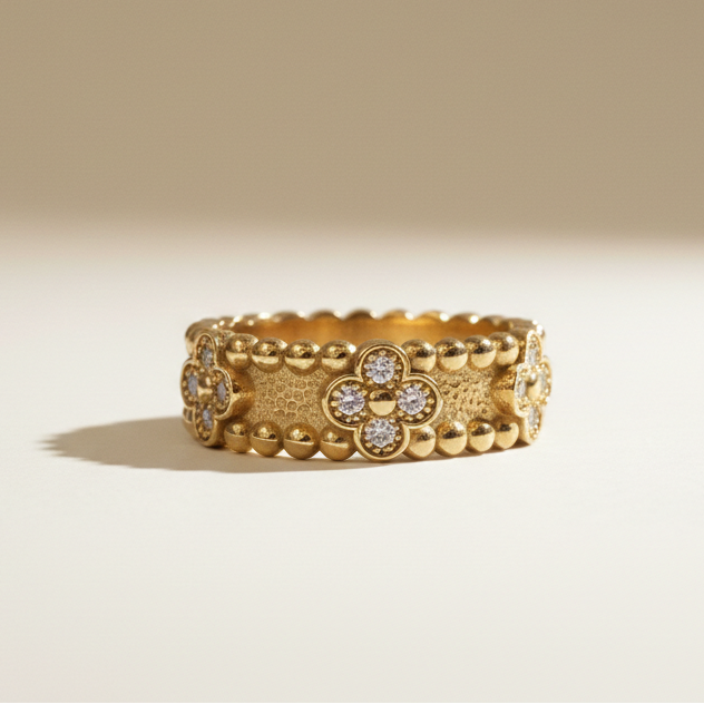 Bague 3 couronnes trèfle