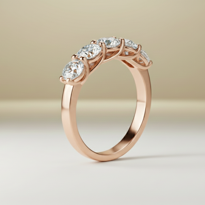 Alliance de mariage pour femme en or 14 carats | Sertie de 5 diamants totalisant 0,36 carat