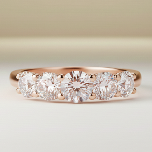 Alliance de mariage pour femme en or 14 carats | Sertie de 5 diamants totalisant 0,36 carat