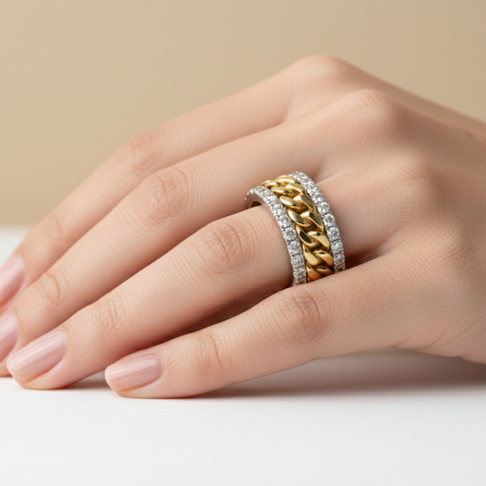 Bague en diamant à maille gourmette 1 carat | Or jaune 10K