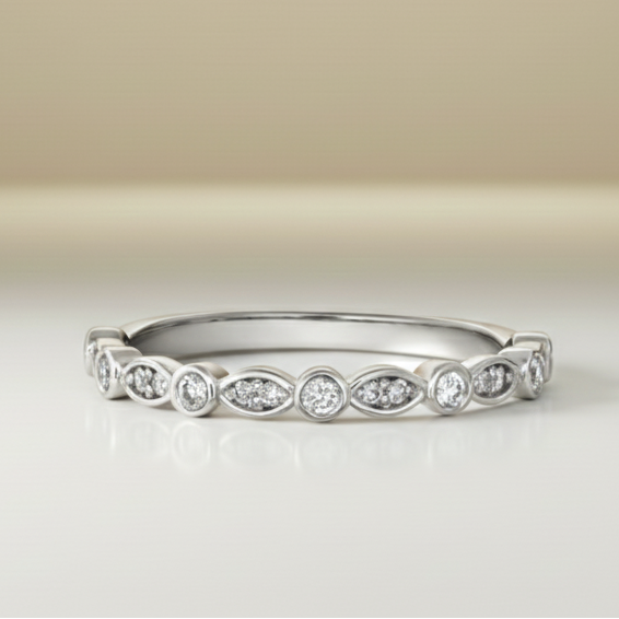Bague femme 14 carats et 18 carats | Diamants ronds naturels à effet marquise semi-éternels