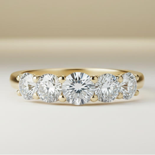 Alliance de mariage pour femme en or 14 carats | Sertie de 5 diamants totalisant 0,36 carat
