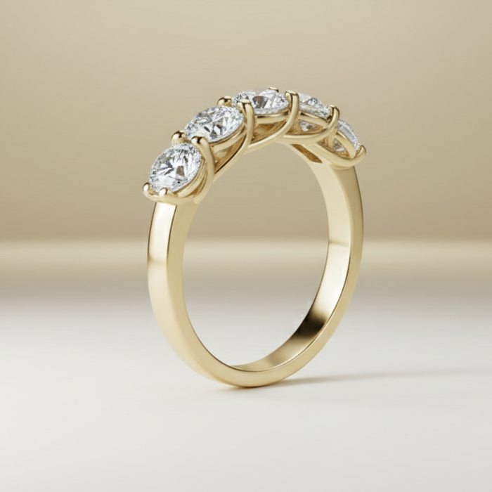 Alliance de mariage pour femme en or 14 carats | Sertie de 5 diamants totalisant 0,36 carat