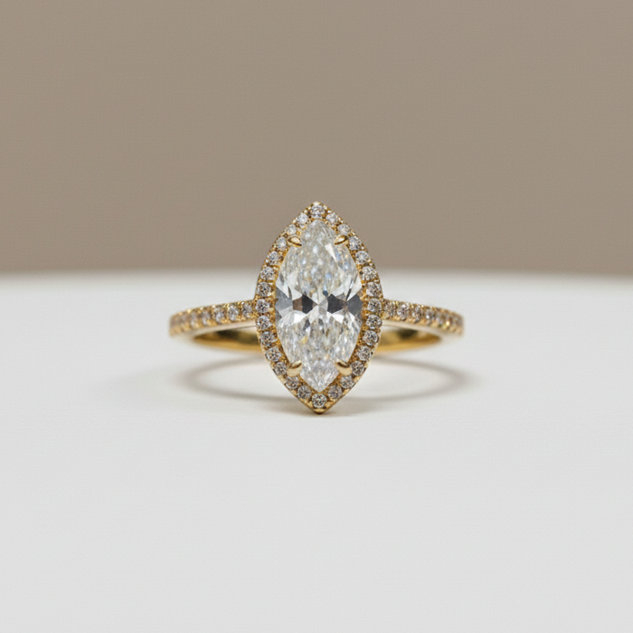 Bague Marquise Moissanite Halo