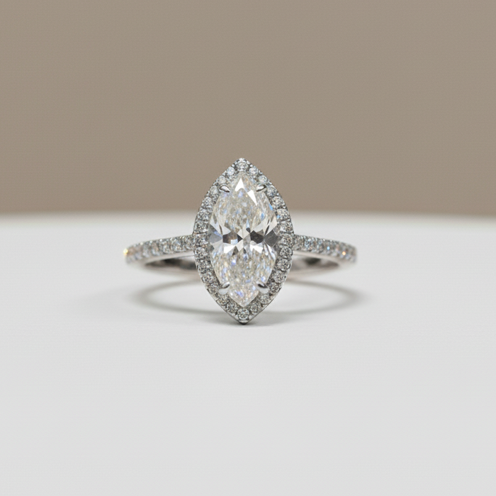 Bague Marquise Moissanite Halo