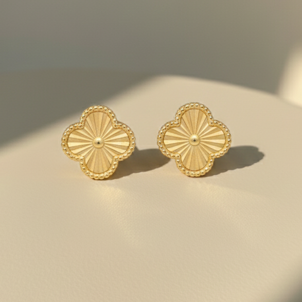 Diamond Cut Clover Earrings