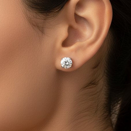 Boucles d'oreilles à vis en diamant de laboratoire rondes