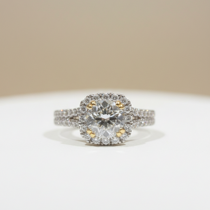 Bague de fiançailles double bande diamant naturel