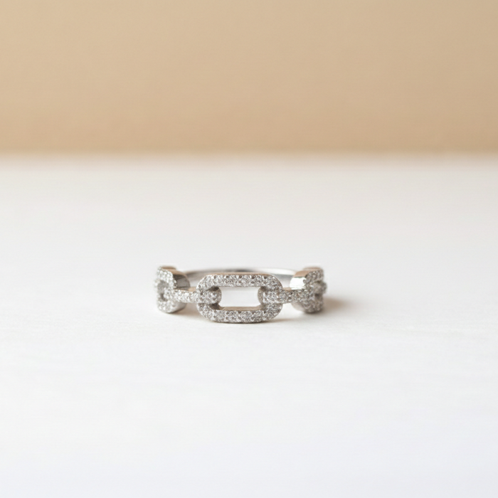 Bague à maillons en diamant pavé