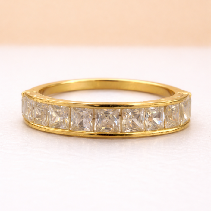 Bague Demi-Éternité Moissanite Sertie en Argent 925