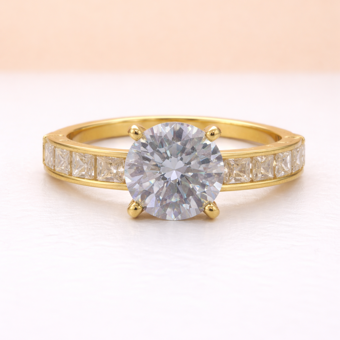 Bague semi-éternité avec moissanite 1,5 ct sertie rail en argent 925