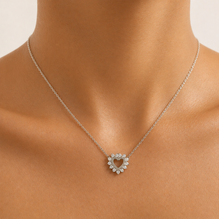 Collier cœur CZ 10K