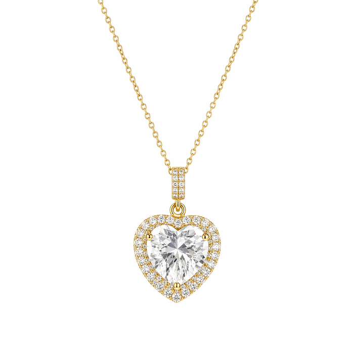 Collier cœur en argent 925 avec 2 rangs de zircons et couleurs