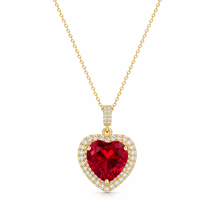 Collier cœur en argent 925 avec 2 rangs de zircons et couleurs