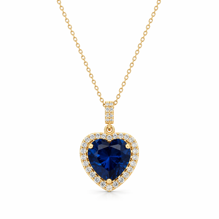 Collier cœur en argent 925 avec 2 rangs de zircons et couleurs
