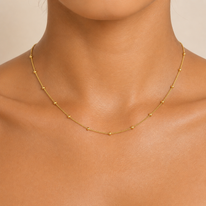 Collier chaîne mini perles 10K