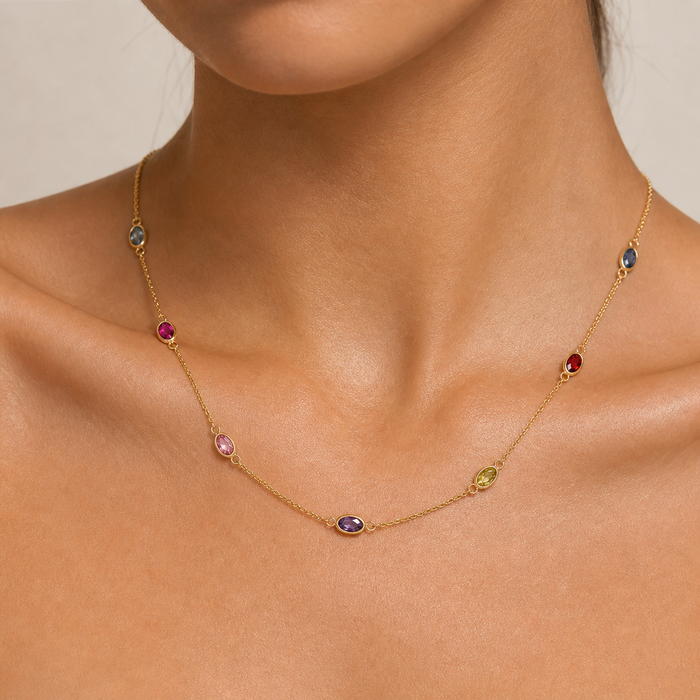 Collier à lunette multicolore 10K