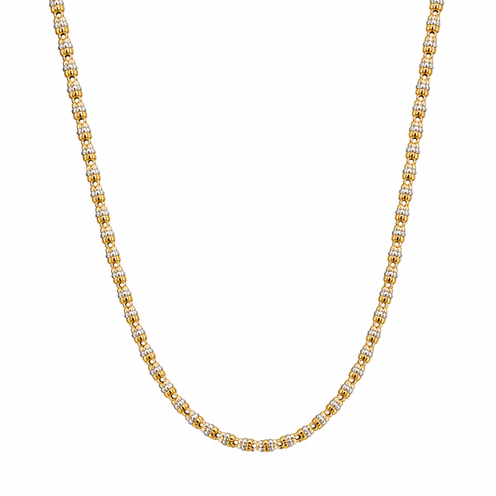 Collier deux tons à billes taillées au diamant, 10K