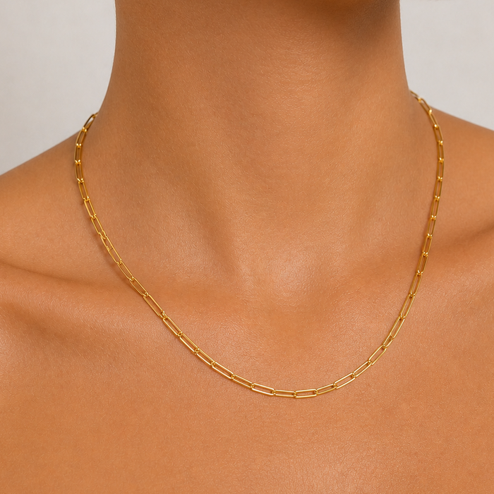 Collier chaîne trombones en or 14 carats