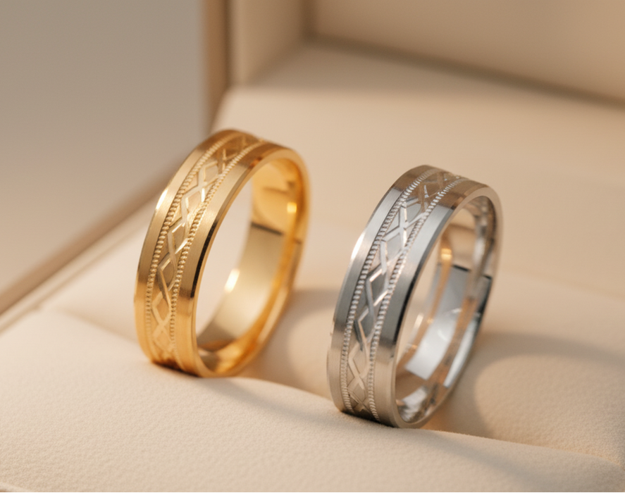 Bande de mariage pour hommes et femmes | Forme du diamant