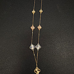 18k gold 3 tone 7 clover necklace