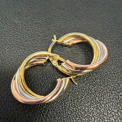 Boucles d'oreilles créoles 3 ors 18 carats
