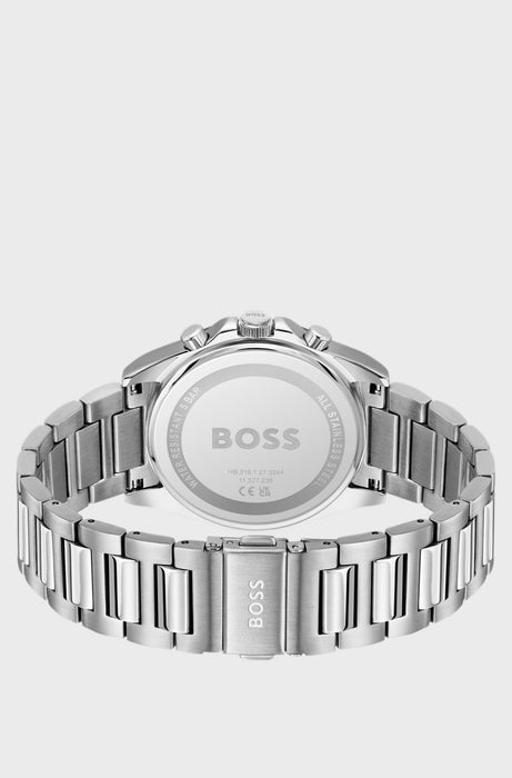 Montre chronographe Strike à cadran noir avec bracelet à maillons en H | Boss