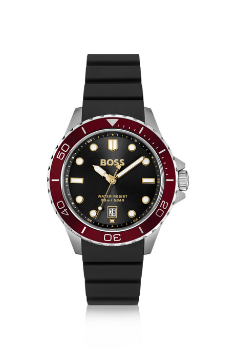 Montre TROPER SPORT à cadran noir et bracelet en silicone | Boss