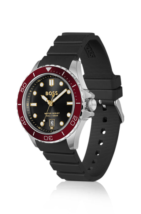 Montre TROPER SPORT à cadran noir et bracelet en silicone | Boss