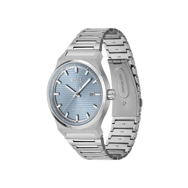 Montre CANDOR à cadran bleu clair avec bracelet à maillons en acier inoxydable | Boss