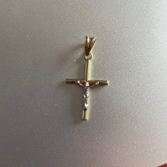 Stylo en or 10K bicolore avec croix de Jésus